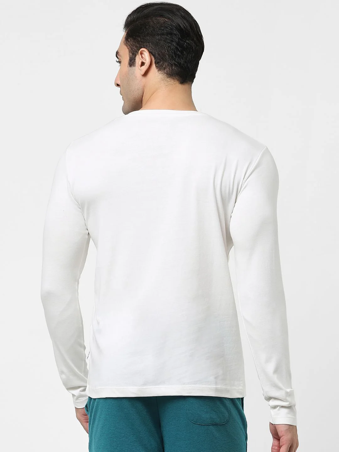 White Full Sleeves Crew Neck T-shirt - Image 4