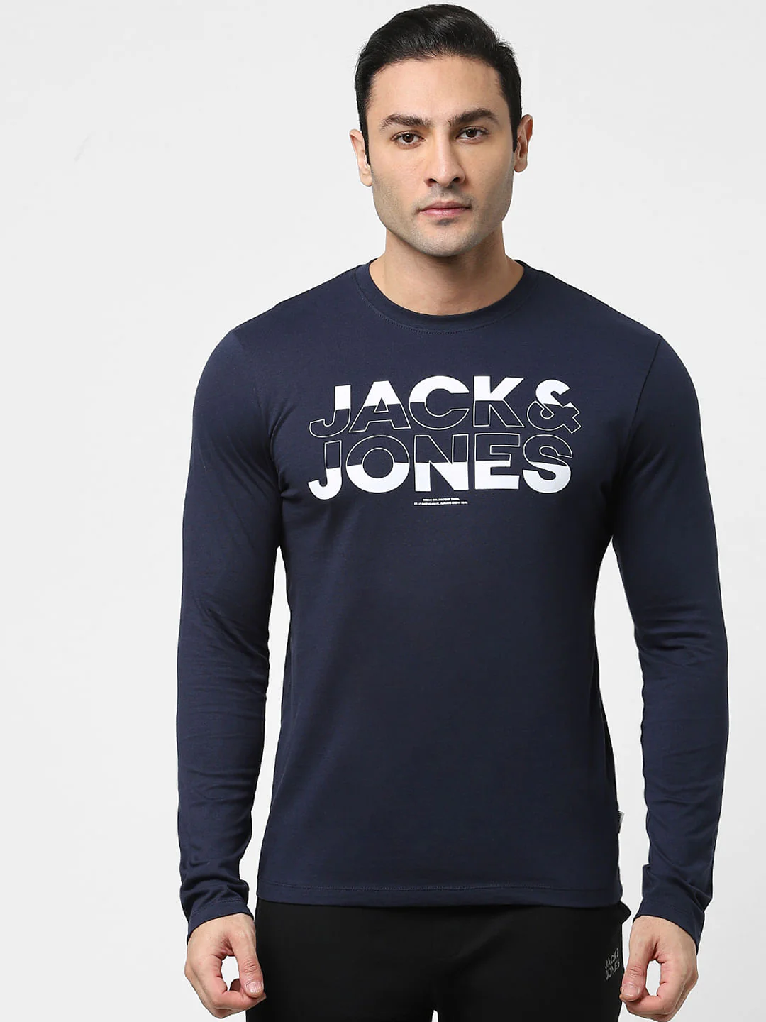 Navy Blue Full Sleeves Crew Neck T-shirt - Image 2