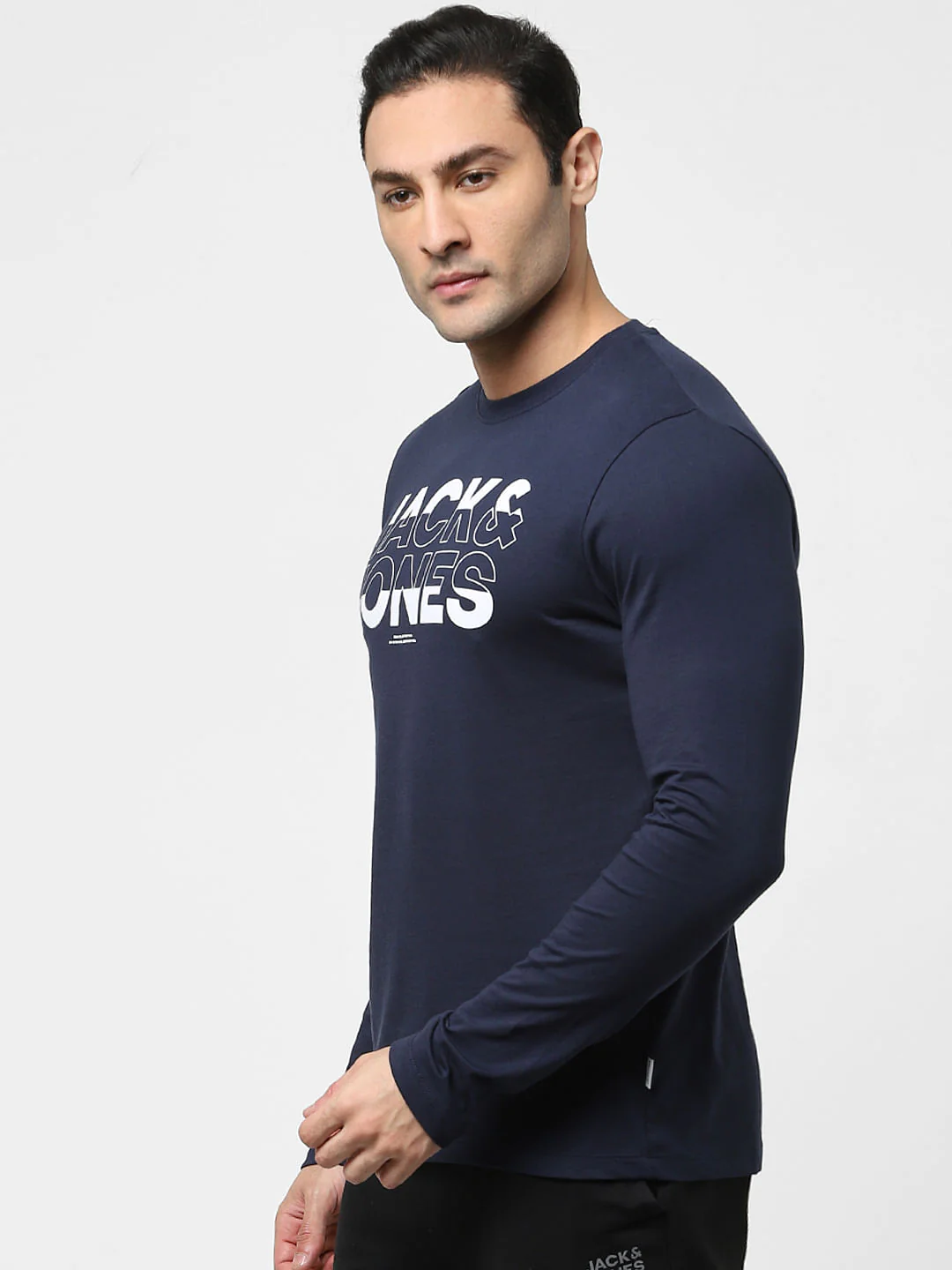 Navy Blue Full Sleeves Crew Neck T-shirt - Image 3