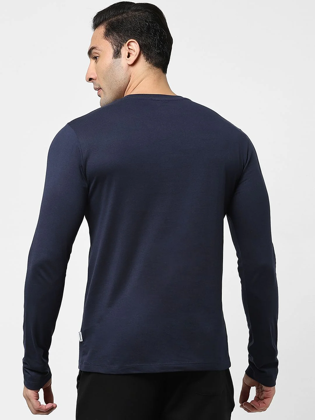 Navy Blue Full Sleeves Crew Neck T-shirt - Image 4