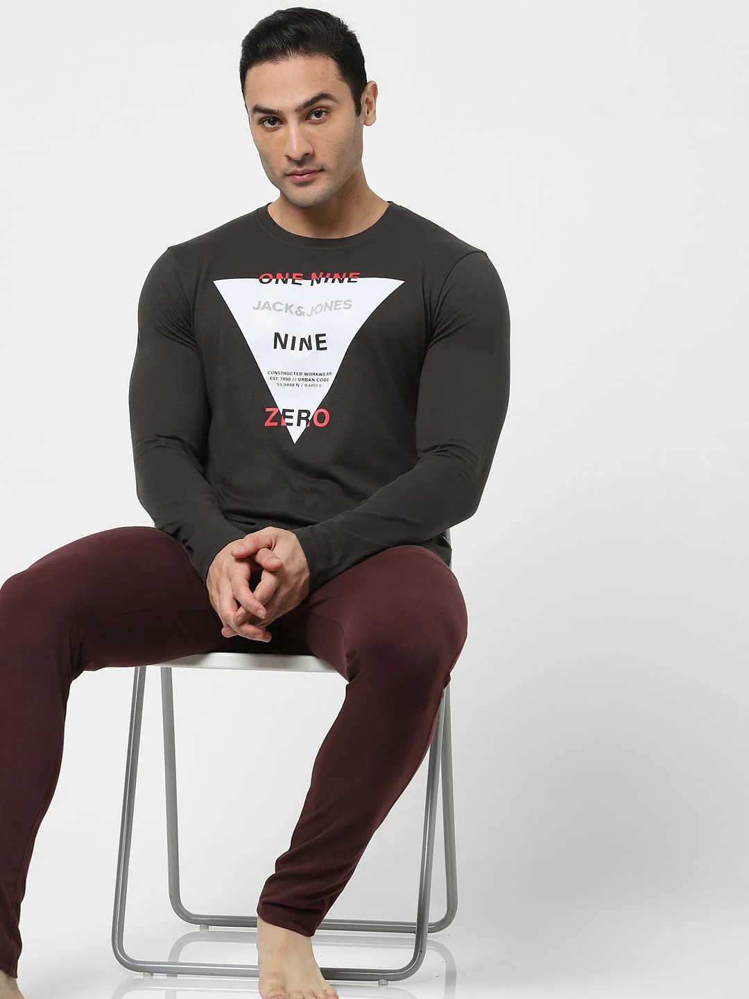 Black Printed Full Sleeves T-shirt