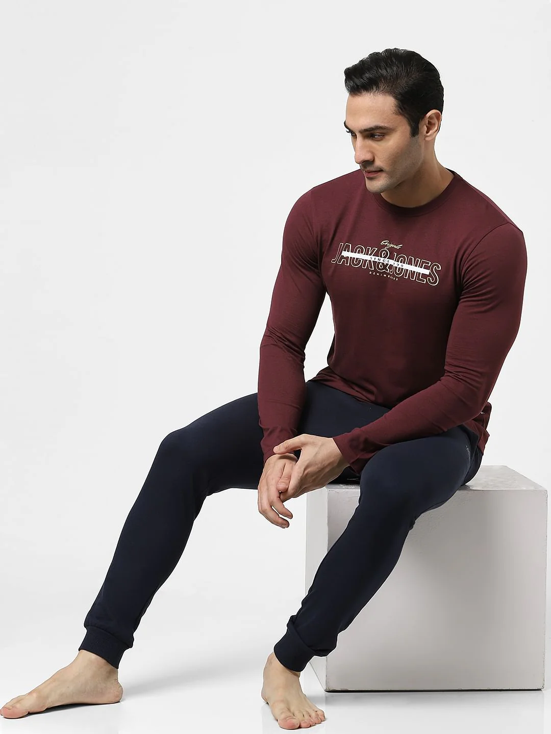 Red Logo Print Full Sleeves T-shirt