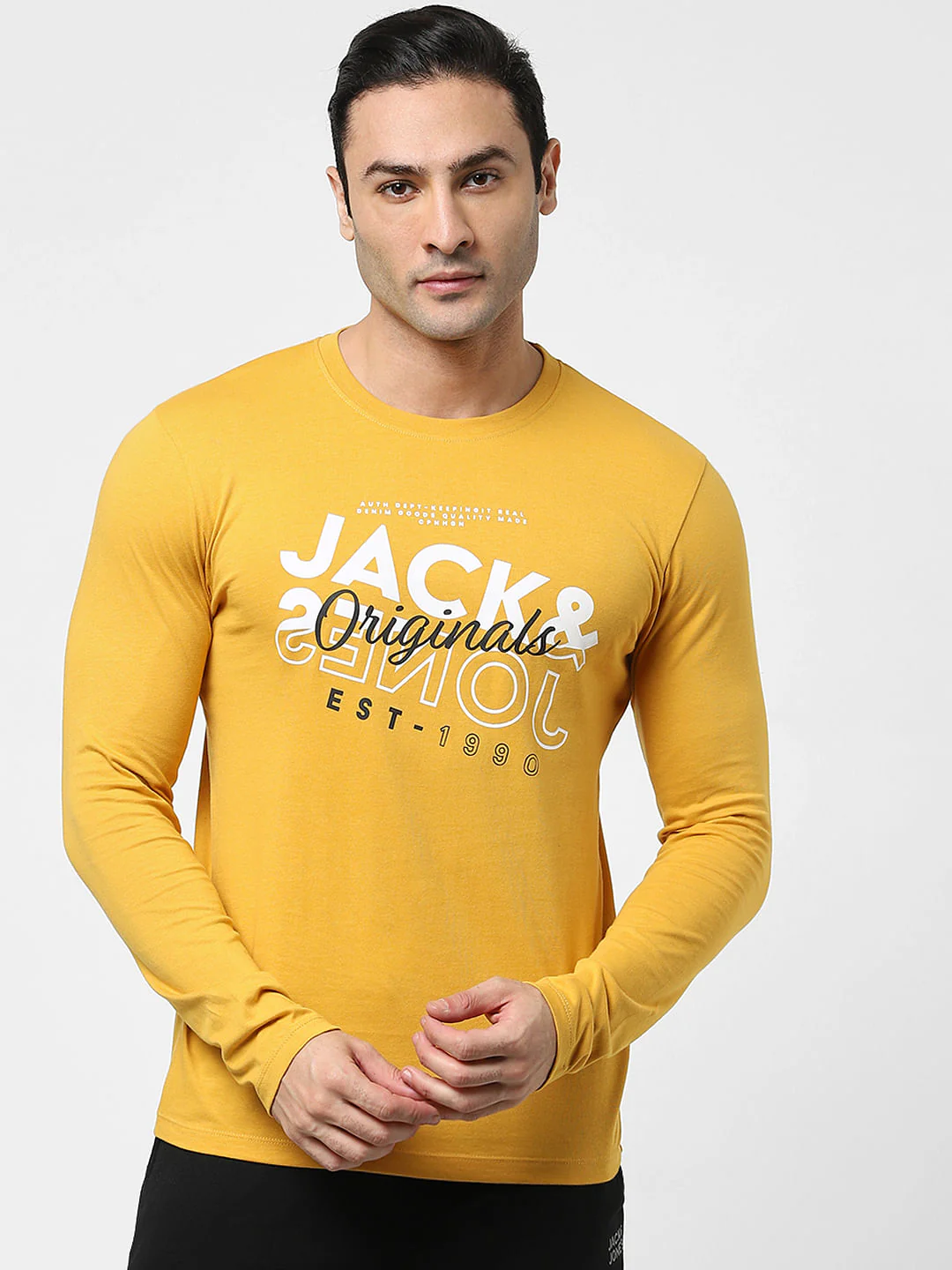 Yellow Typographic Logo Full Sleeves T-shirt - Image 2