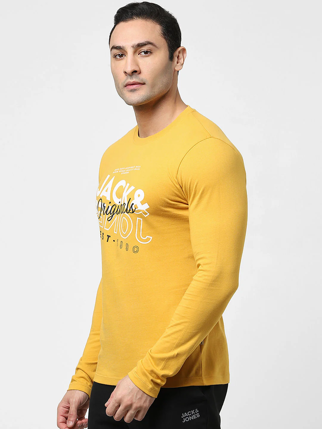 Yellow Typographic Logo Full Sleeves T-shirt - Image 3