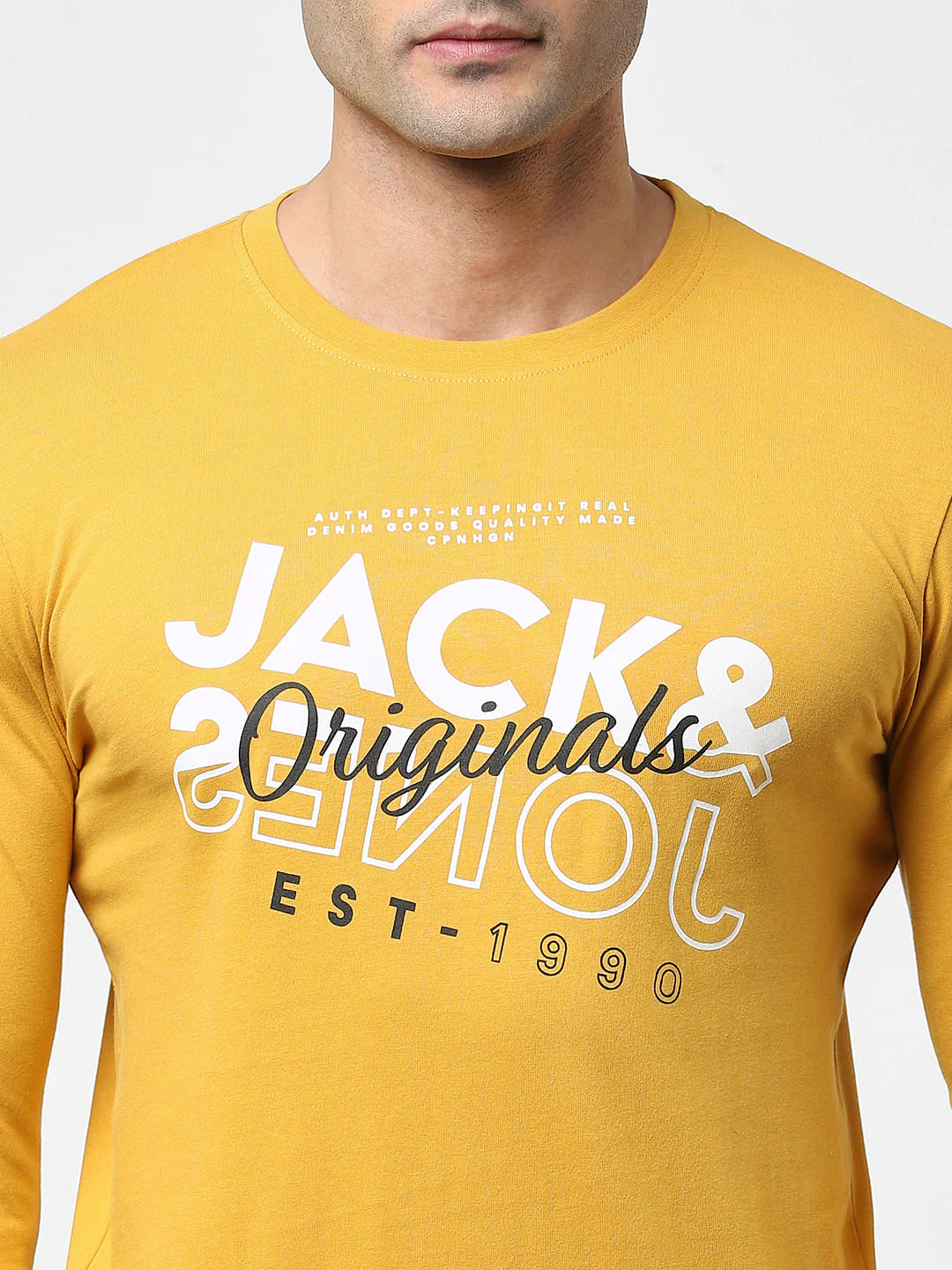 Yellow Typographic Logo Full Sleeves T-shirt - Image 5