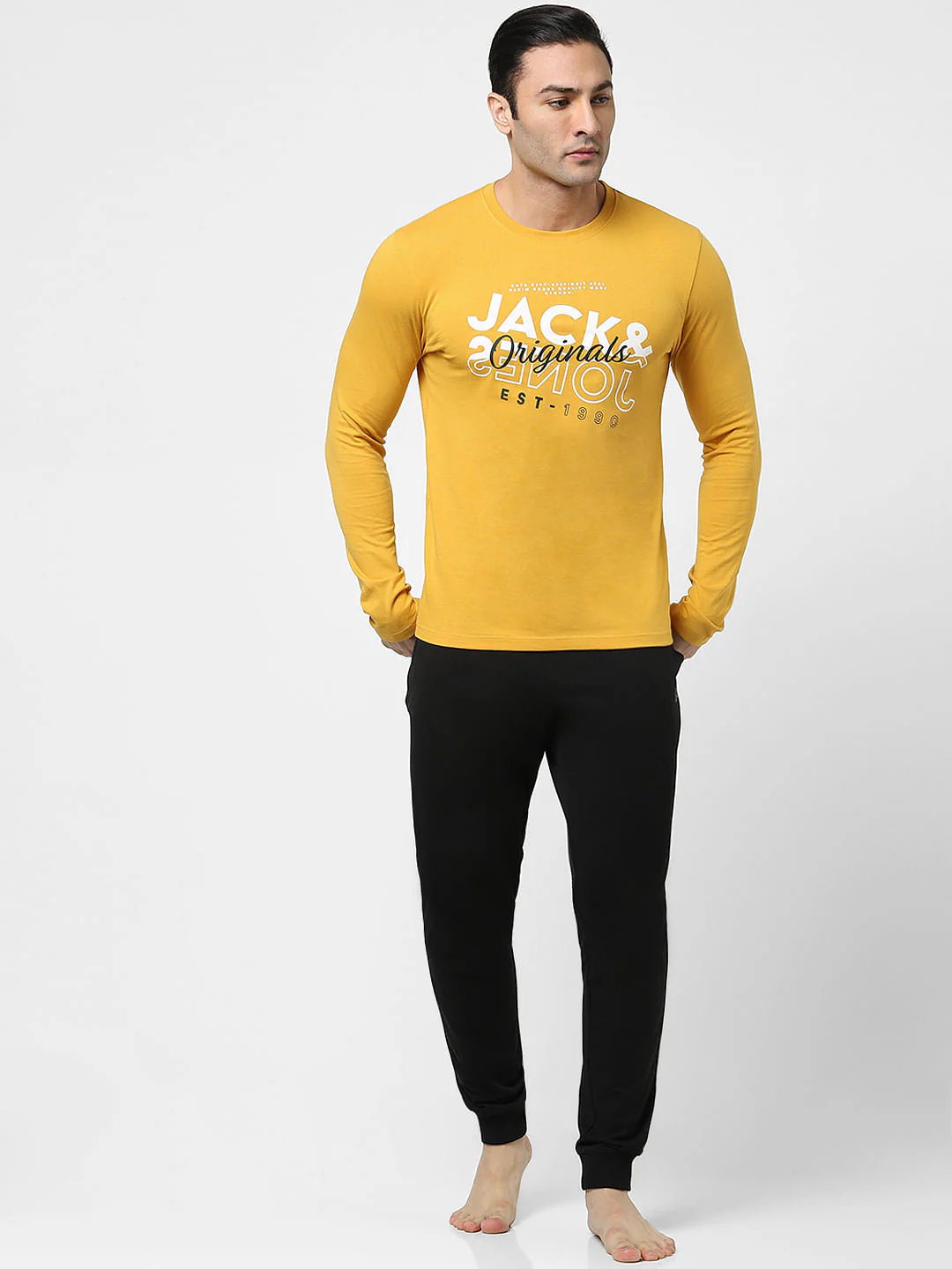 Yellow Typographic Logo Full Sleeves T-shirt - Image 6