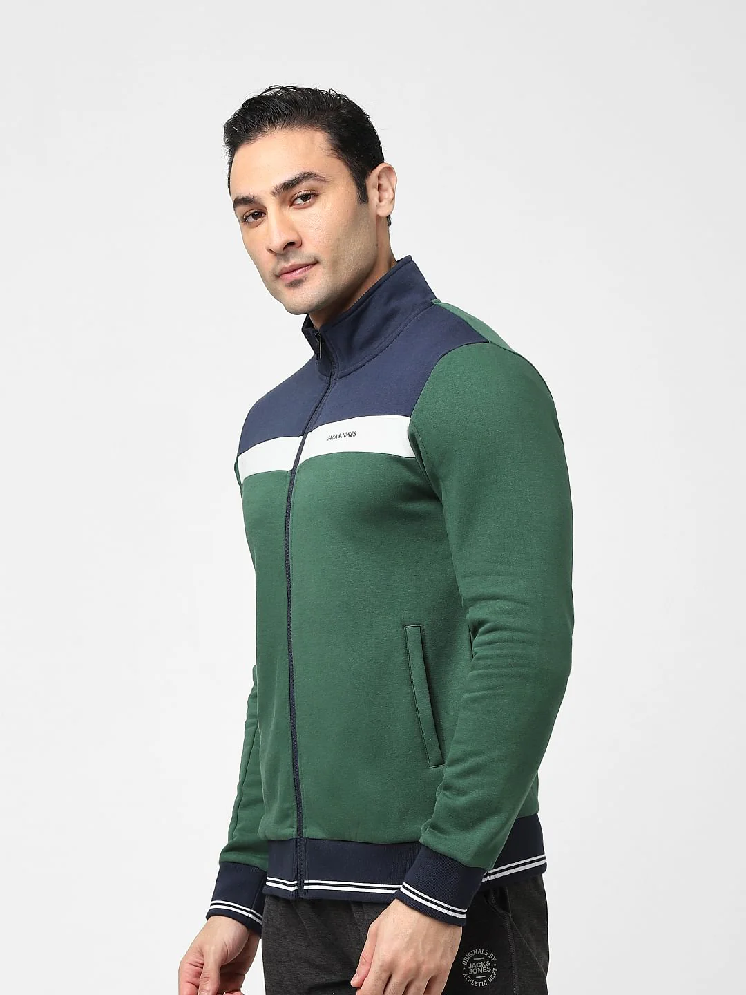 Green Colourblocked Zip-Up Sweatshirt - Image 3