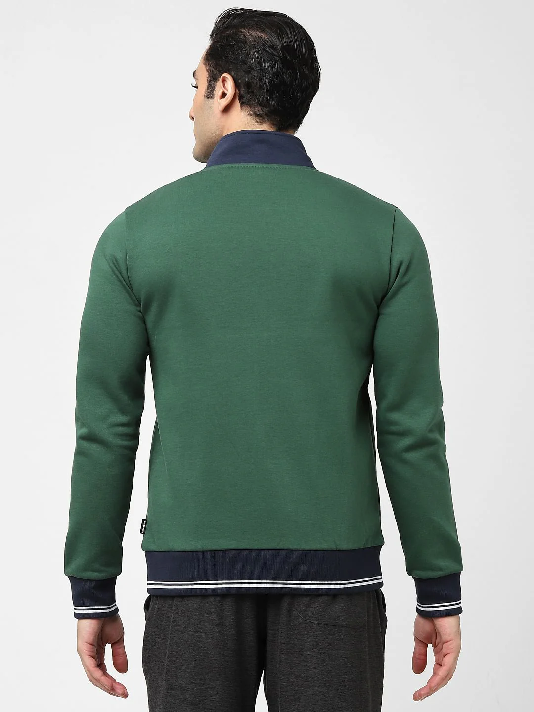 Green Colourblocked Zip-Up Sweatshirt - Image 4