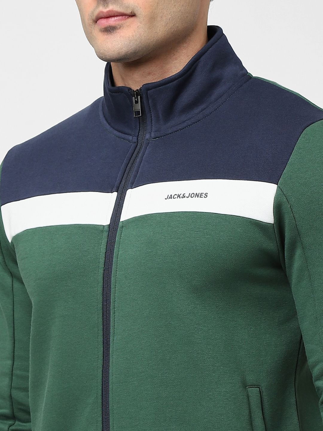 Green Colourblocked Zip-Up Sweatshirt - Image 5