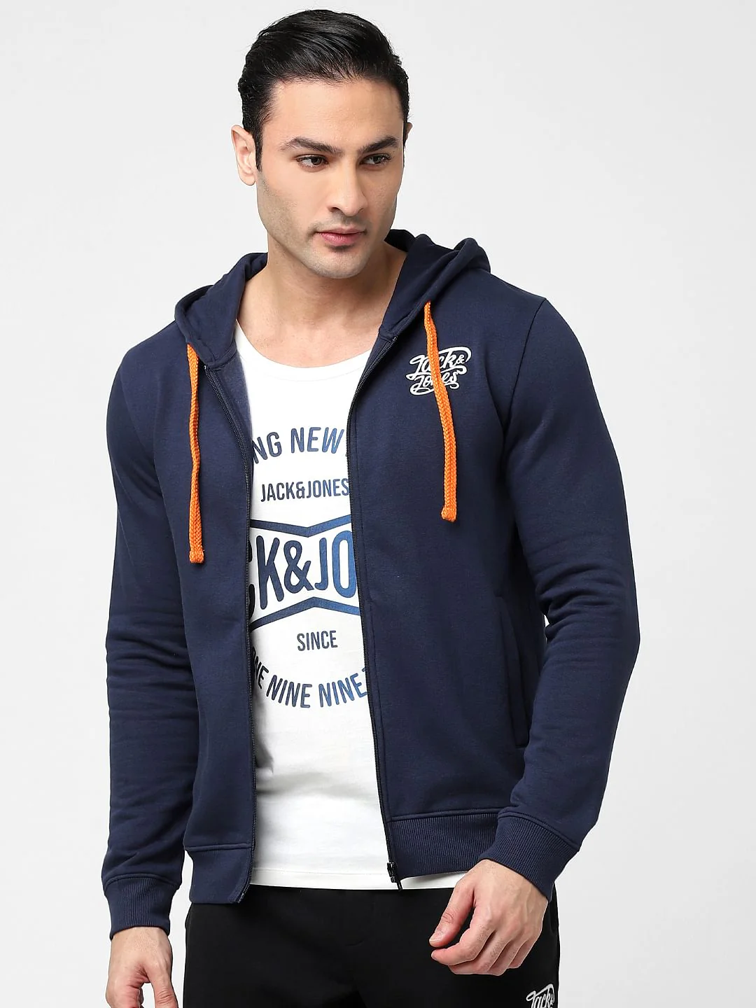 Navy Zip-Up Hooded Sweatshirt - Image 2