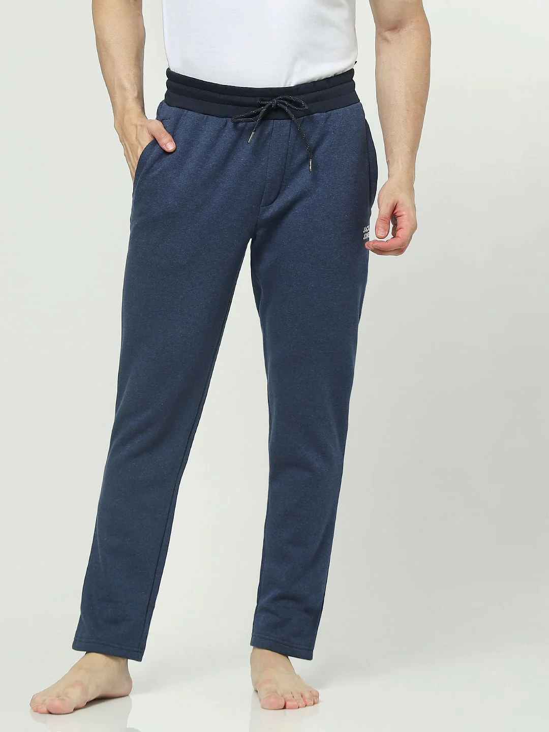 Blue Mid Rise Logo Print Trackpants - Image 2