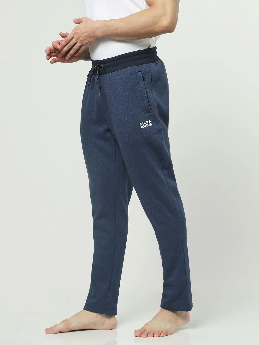 Blue Mid Rise Logo Print Trackpants - Image 3
