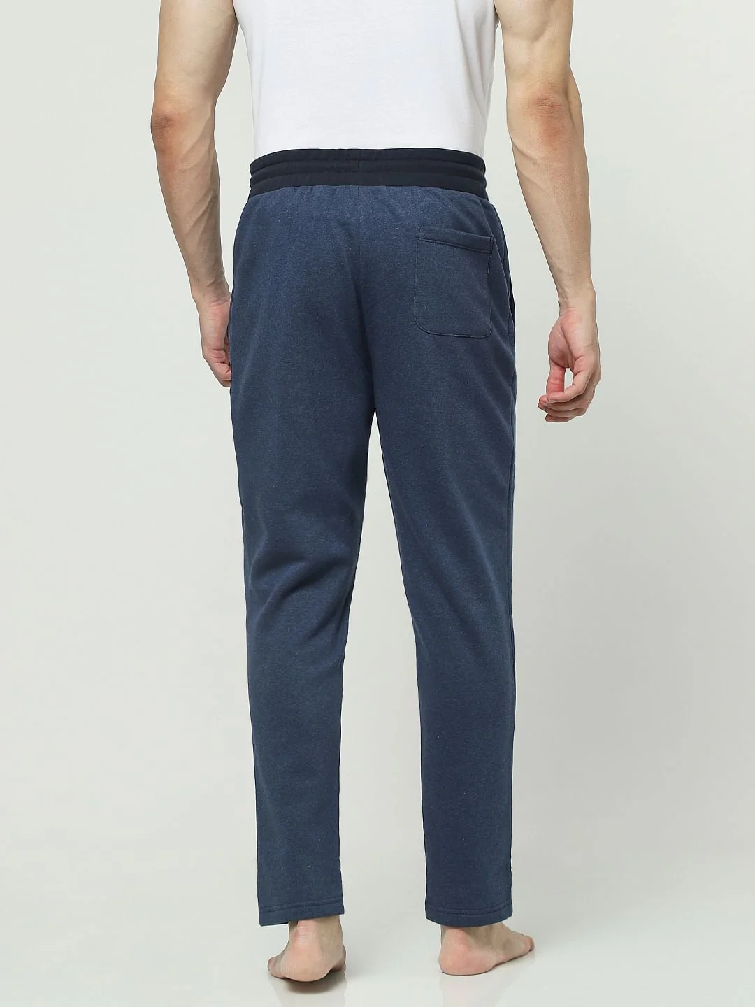 Blue Mid Rise Logo Print Trackpants - Image 4