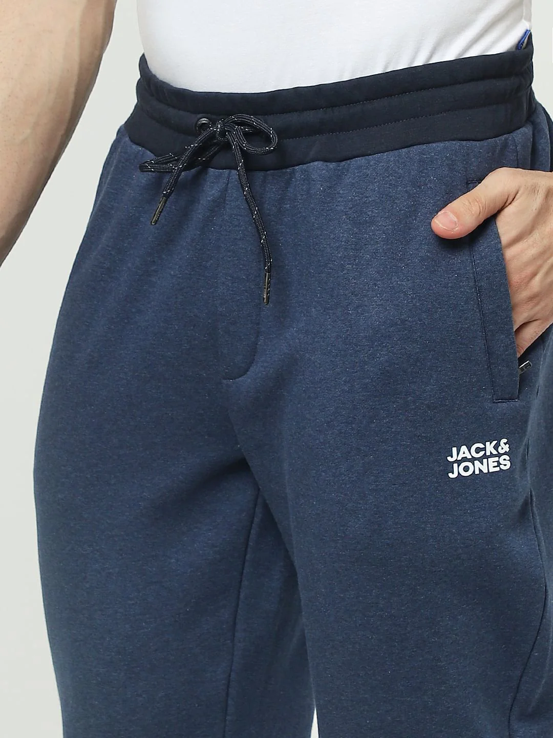 Blue Mid Rise Logo Print Trackpants - Image 5