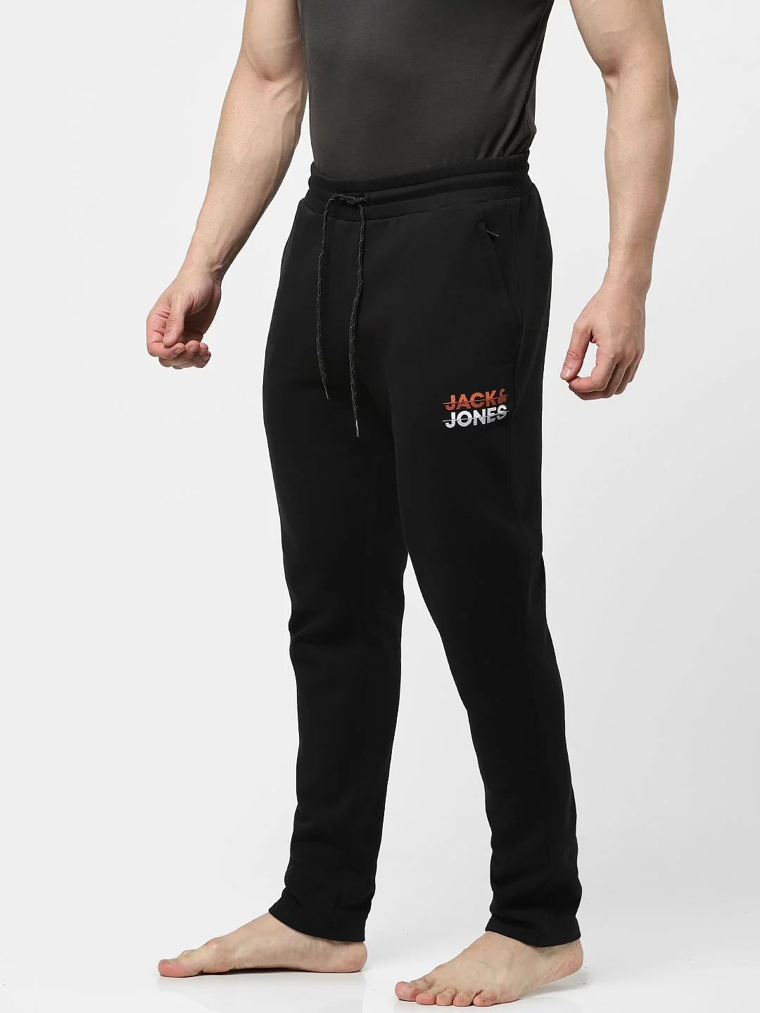 Black Mid Rise Logo Print Trackpants - Image 3