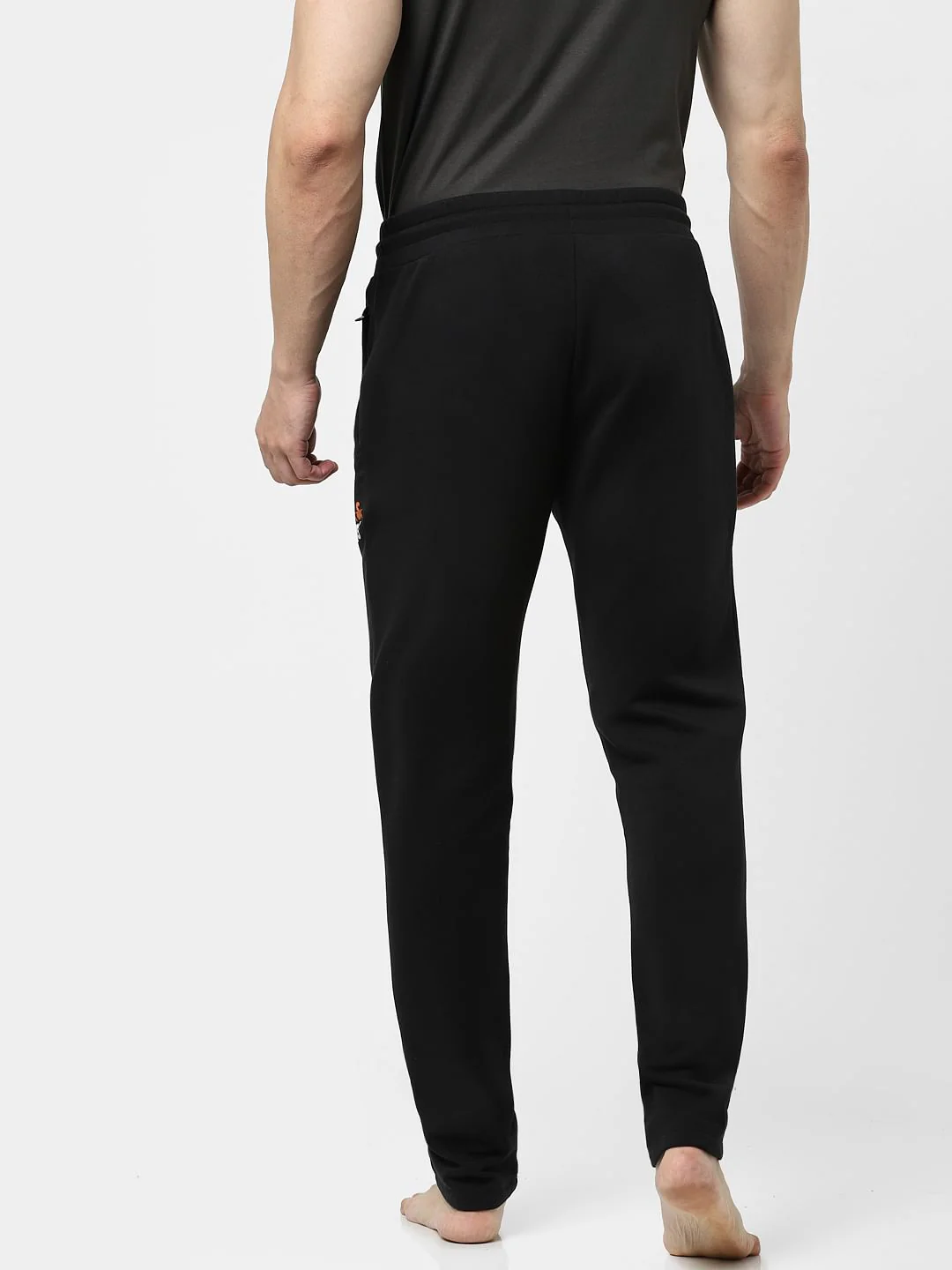 Black Mid Rise Logo Print Trackpants - Image 4