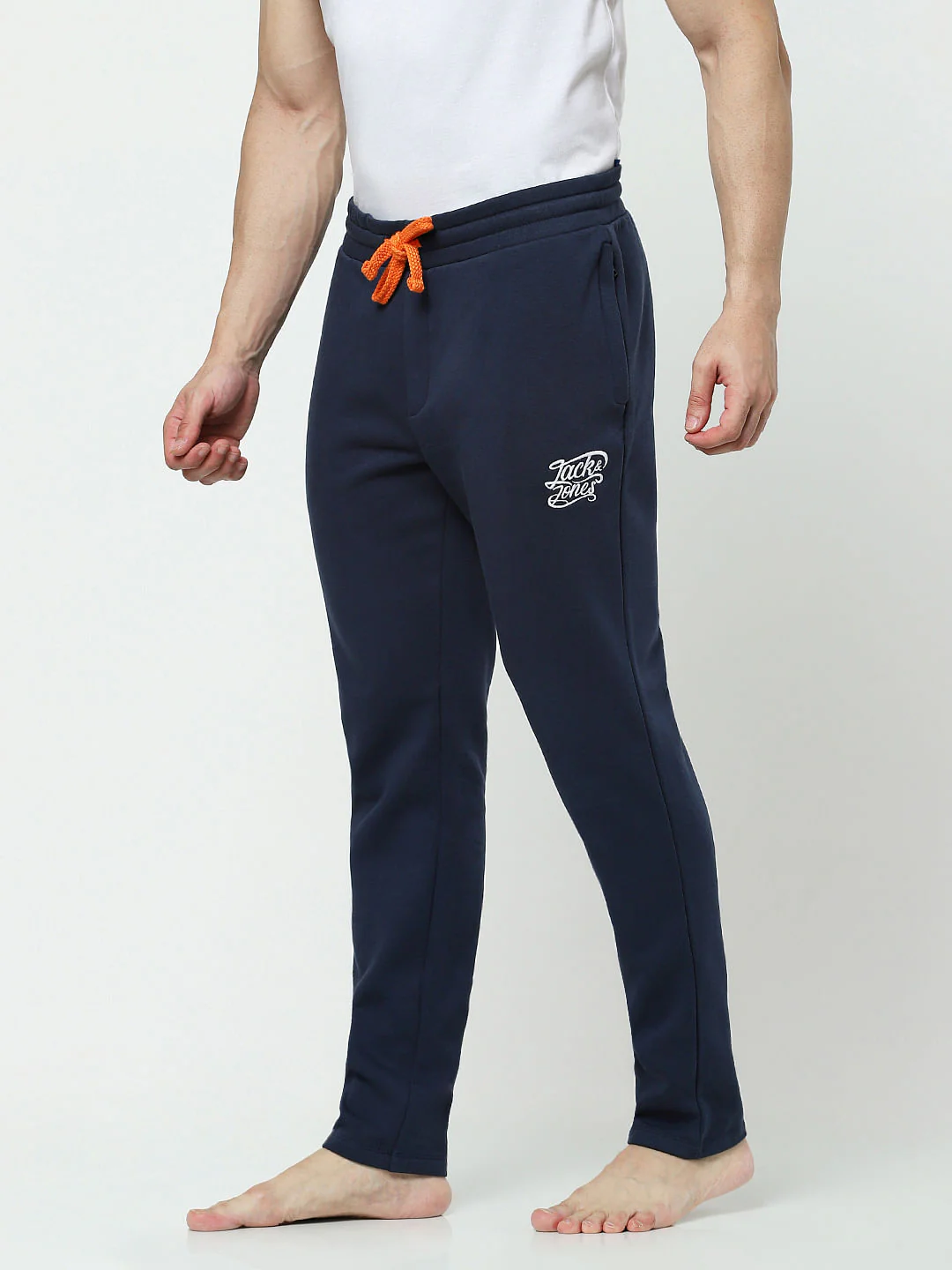 Blue Mid Rise Logo Print Trackpants - Image 3