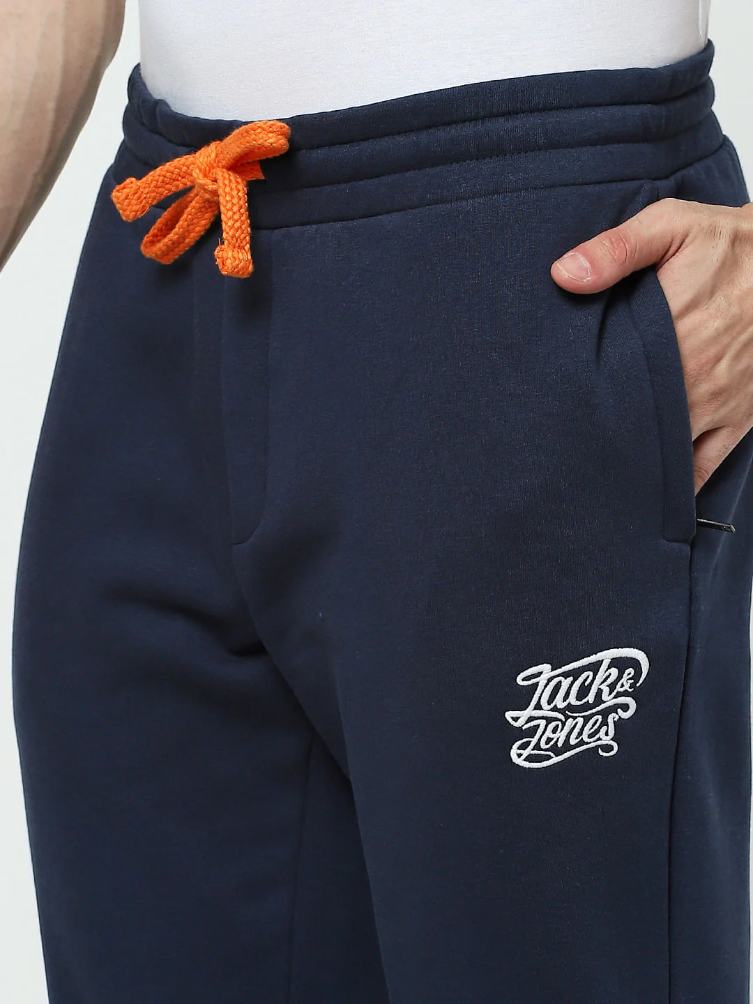 Blue Mid Rise Logo Print Trackpants - Image 5