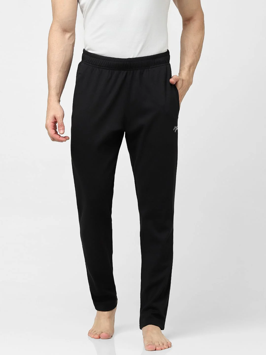 Black Mid Rise Logo Print Trackpants - Image 2
