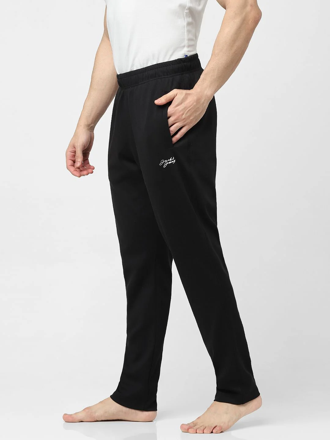 Black Mid Rise Logo Print Trackpants - Image 3