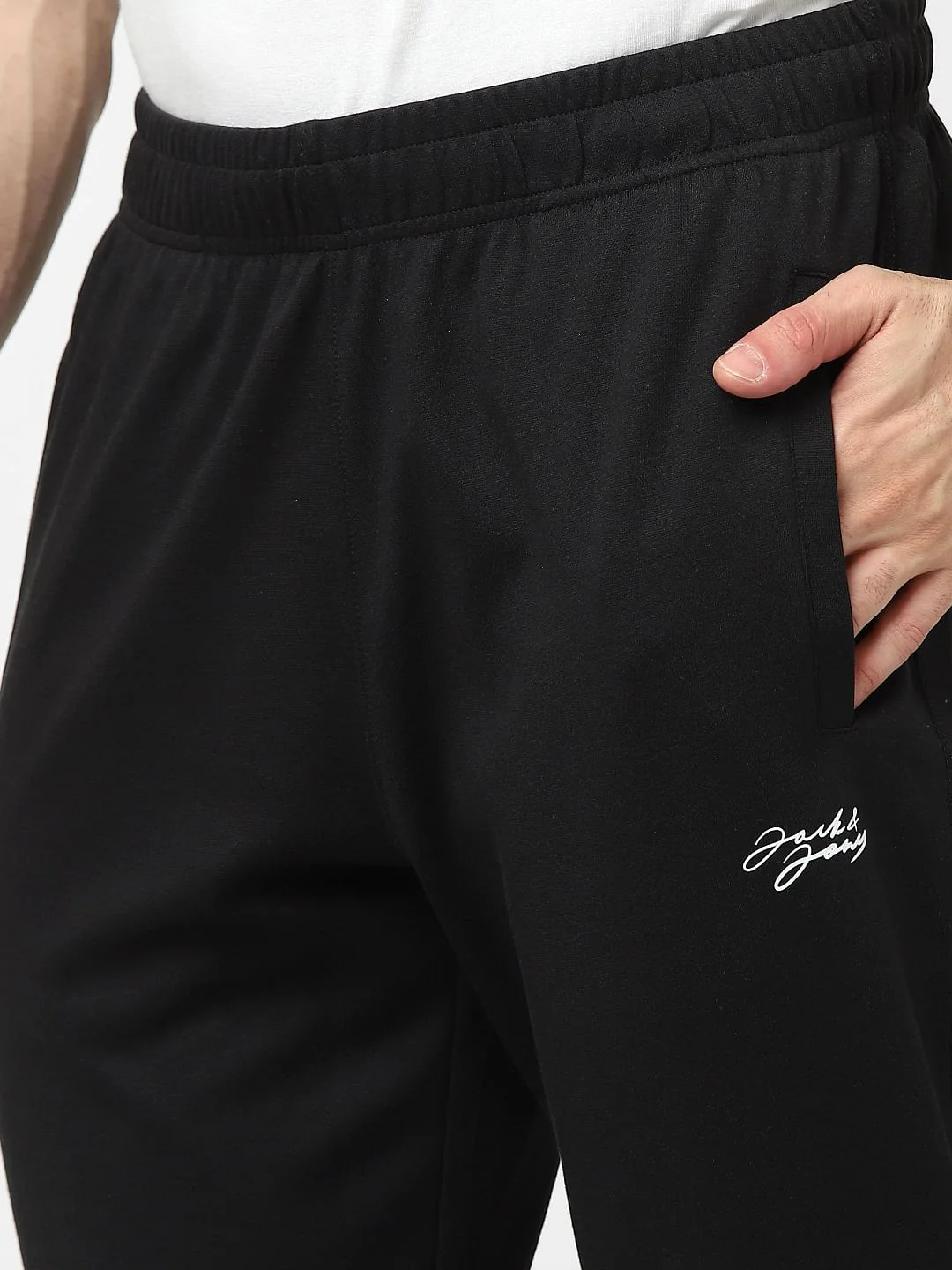 Black Mid Rise Logo Print Trackpants - Image 5
