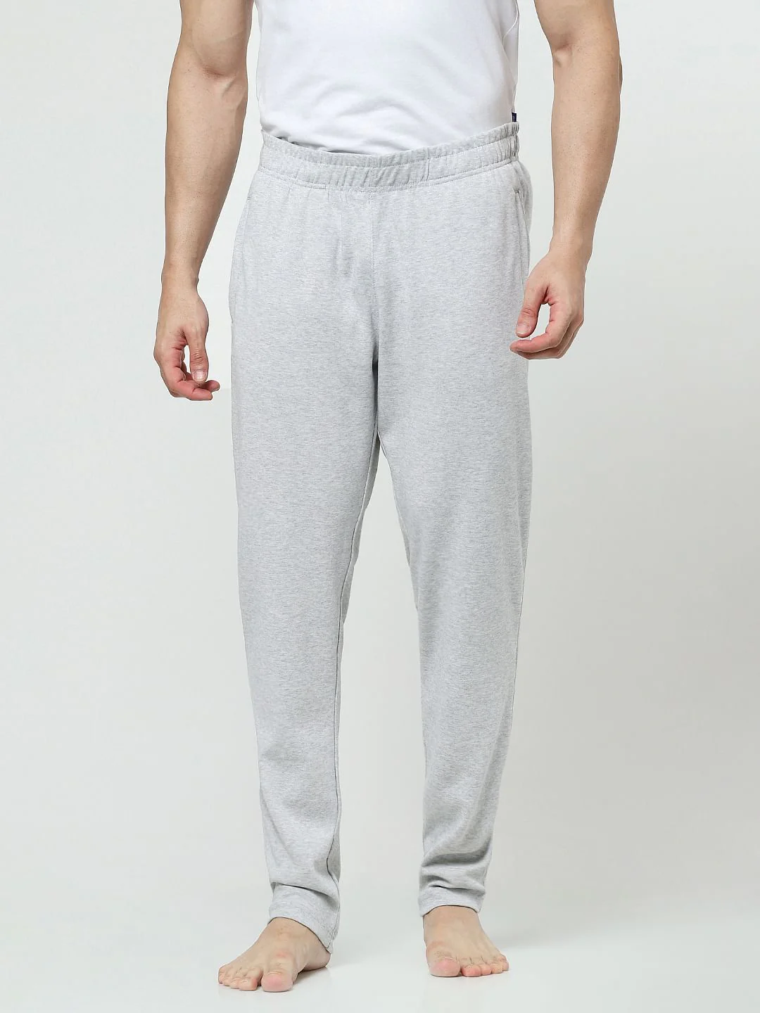 Light Grey Mid Rise Logo Print Trackpants - Image 2