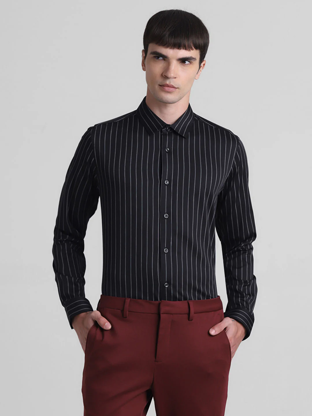 Black Striped Full Sleeves Shirt - Image 2