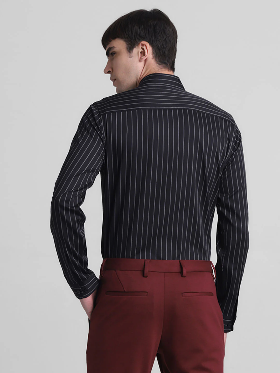 Black Striped Full Sleeves Shirt - Image 4