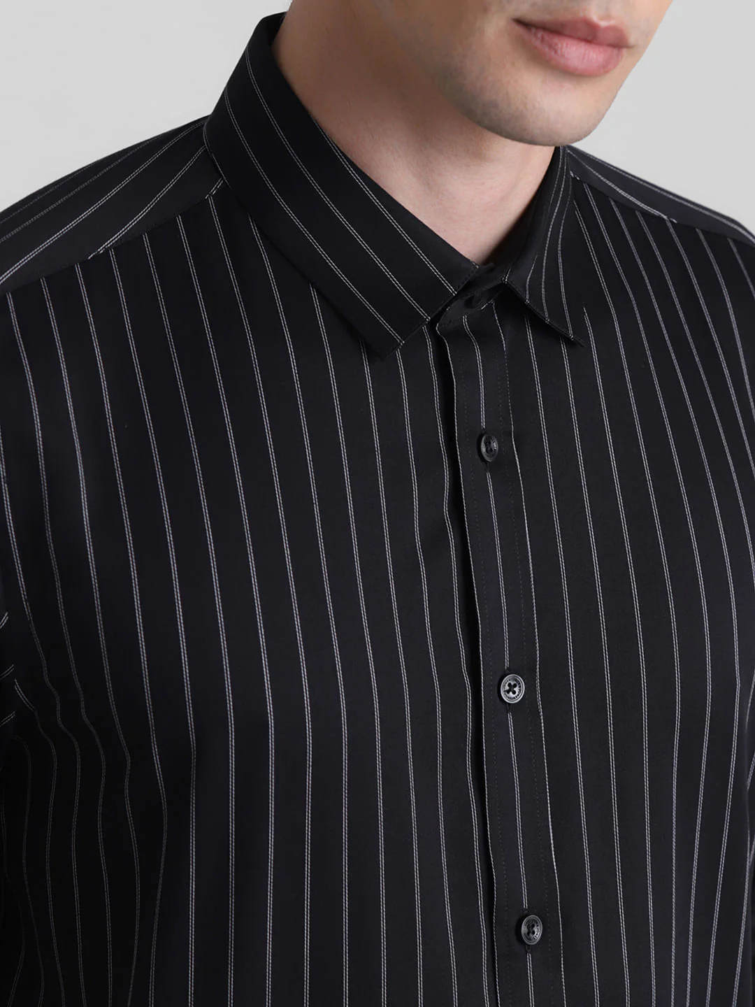 Black Striped Full Sleeves Shirt - Image 5