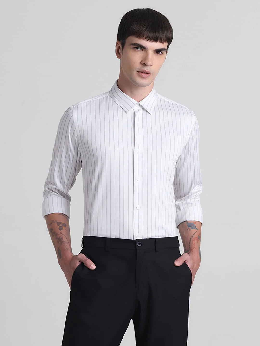 White Striped Full Sleeves Shirt - Image 2