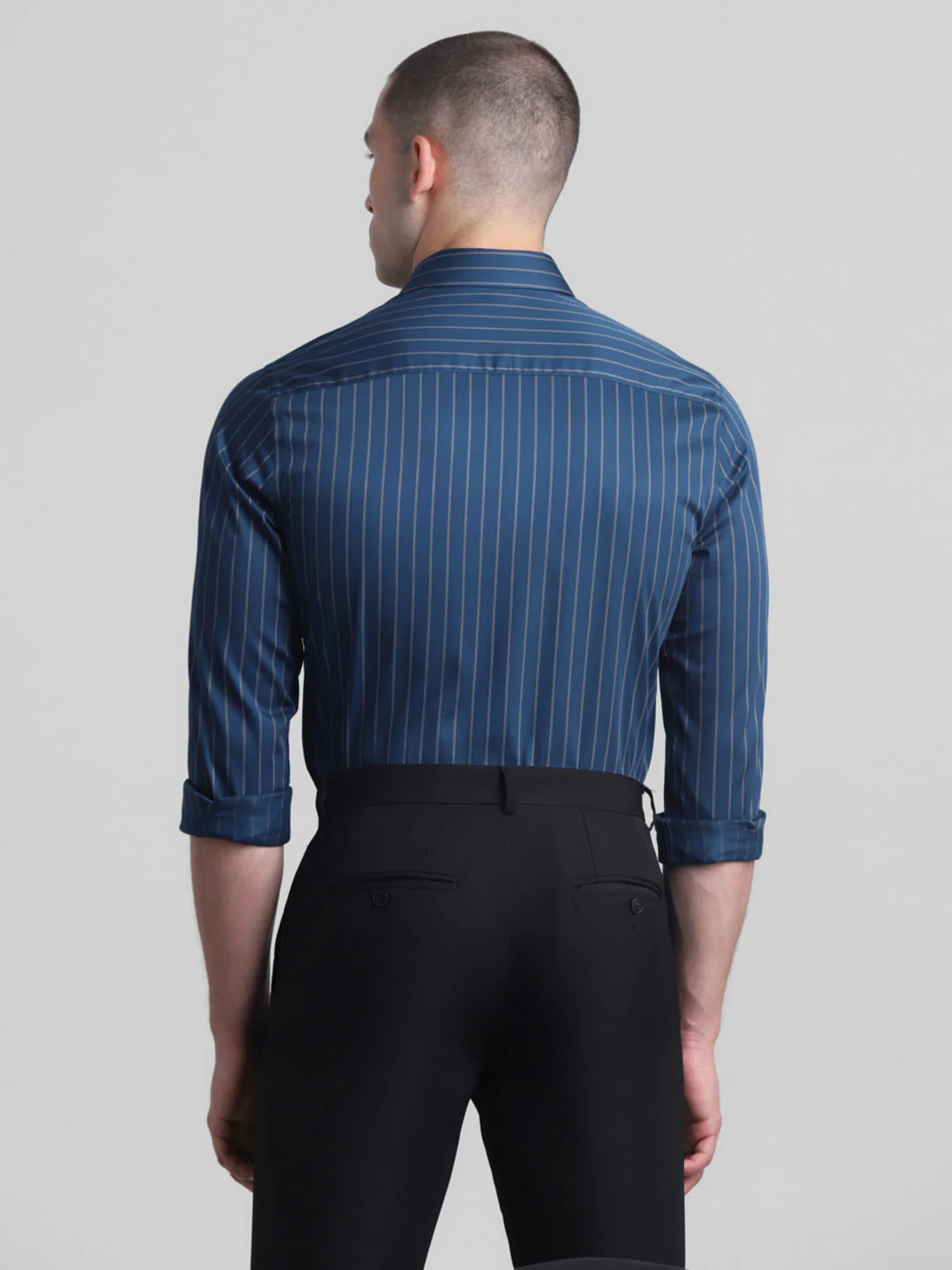Blue Striped Full Sleeves Shirt - Image 4