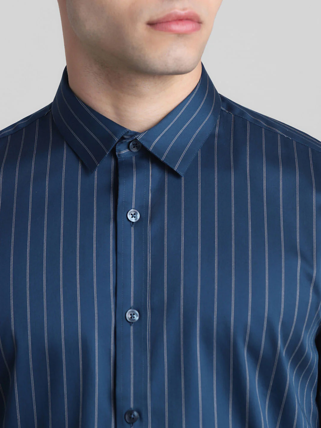 Blue Striped Full Sleeves Shirt - Image 5