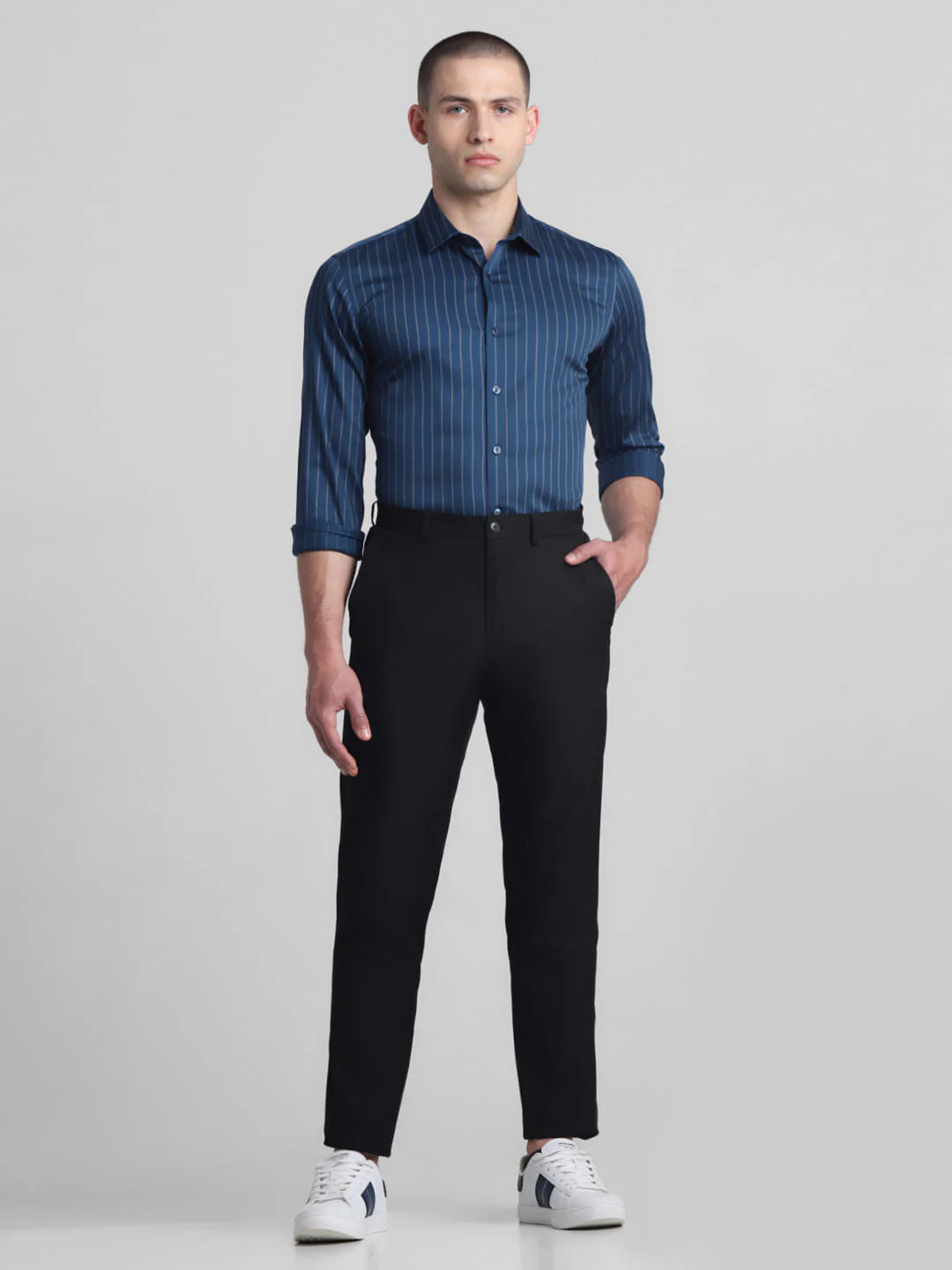 Blue Striped Full Sleeves Shirt - Image 6