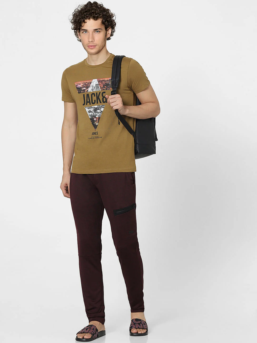 Brown Graphic Print Crew Neck T-shirt