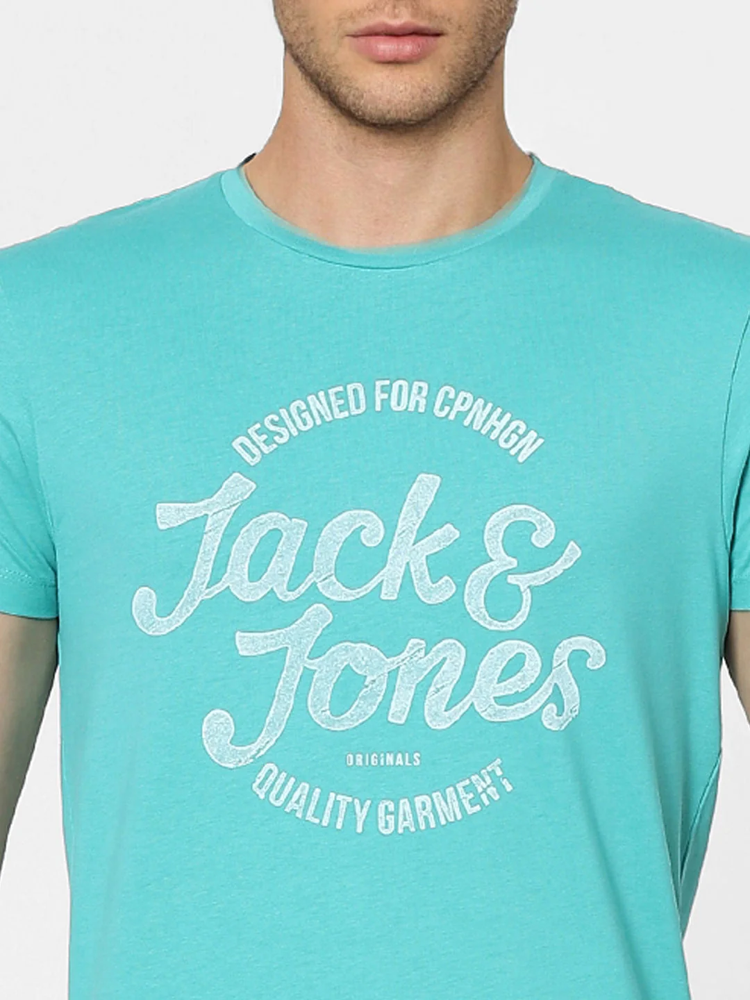 Aqua Blue Graphic Print Crew Neck T-shirt - Image 5