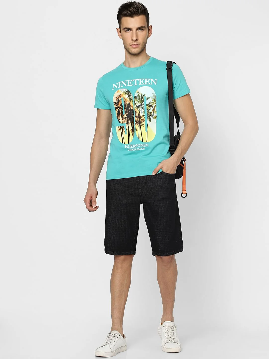 Light Blue Graphic Print Crew Neck T-shirt