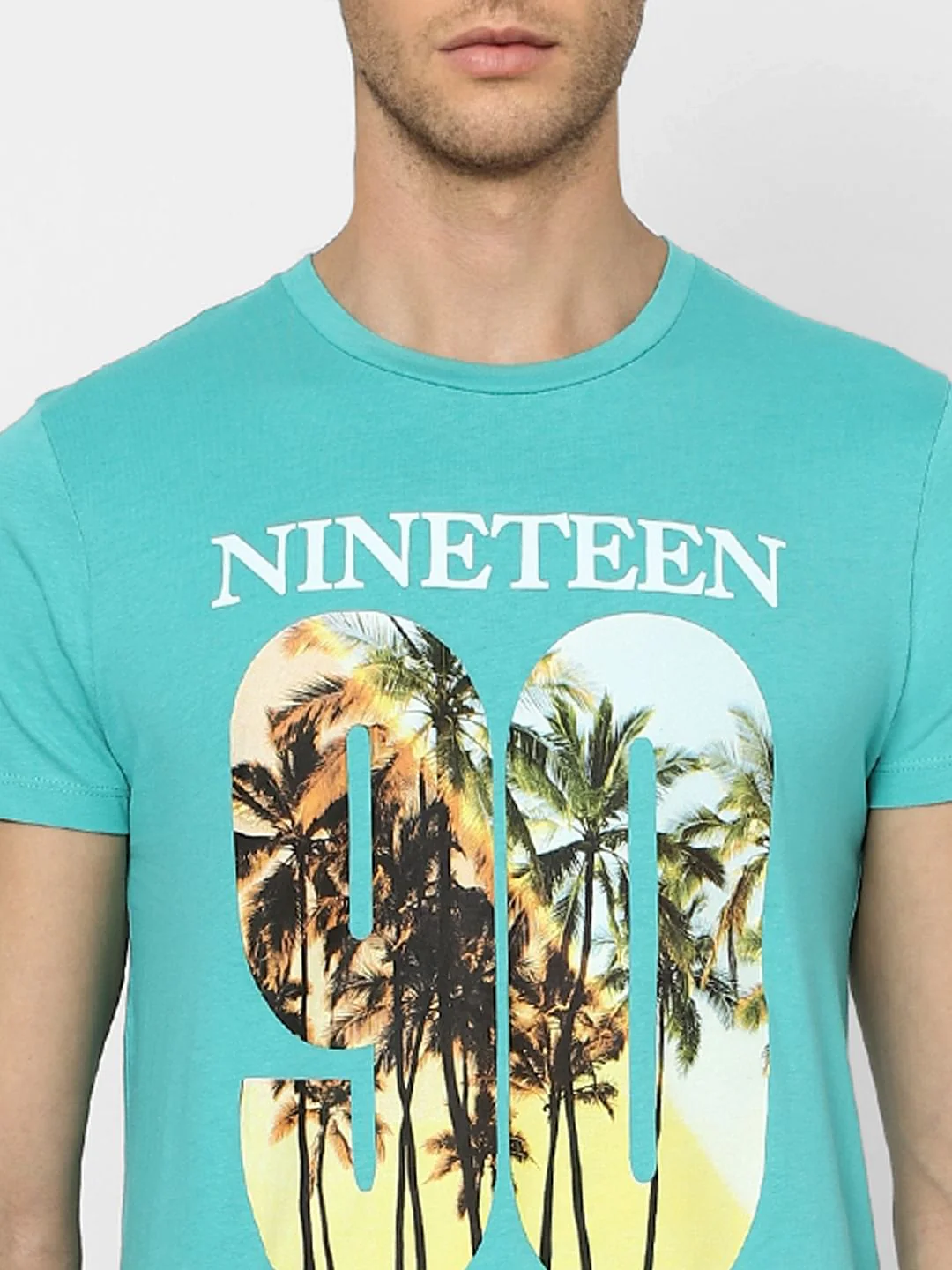 Light Blue Graphic Print Crew Neck T-shirt - Image 5