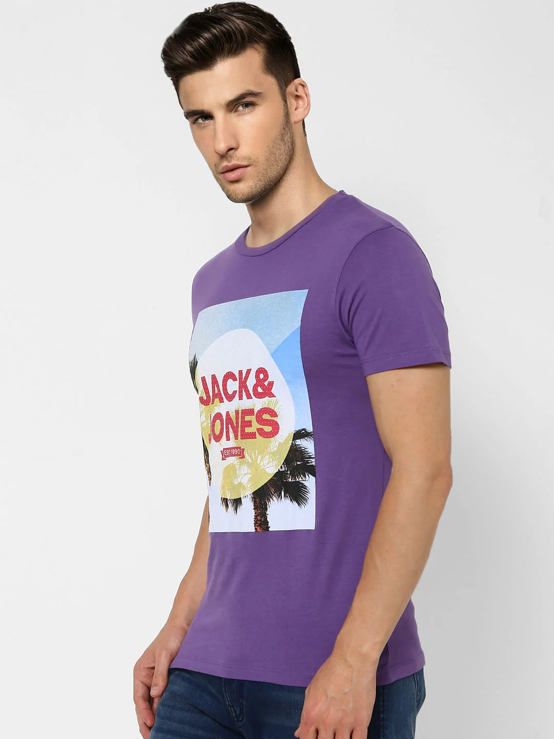 Purple Graphic Print Crew Neck T-shirt - Image 3