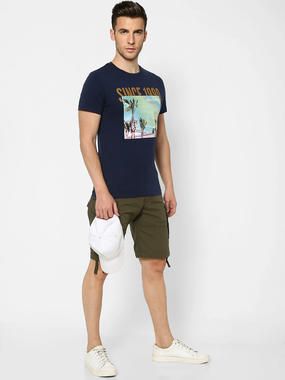Navy Blue Graphic Print Crew Neck T-shirt