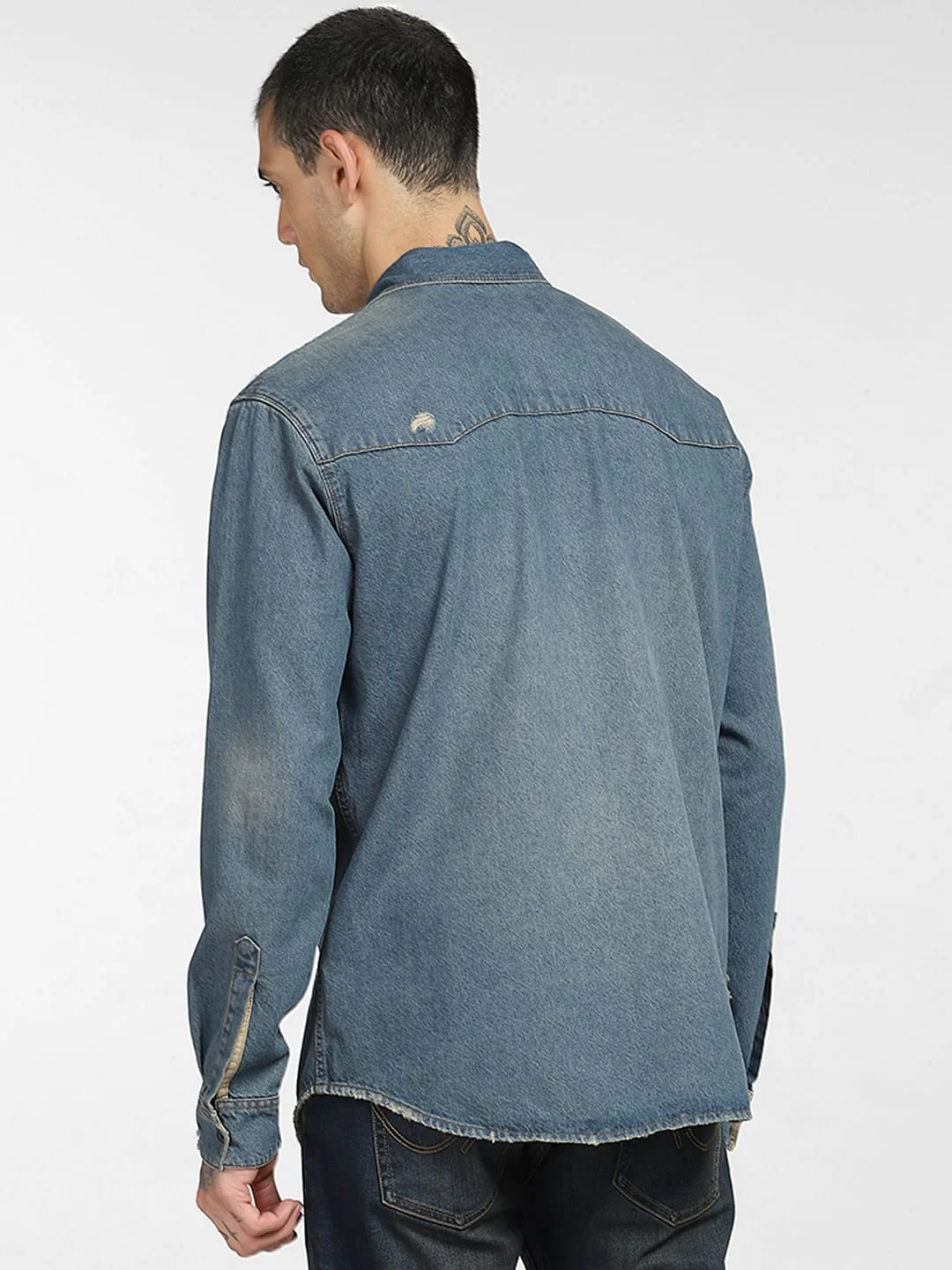 Blue Washed Denim Shirt - Image 4