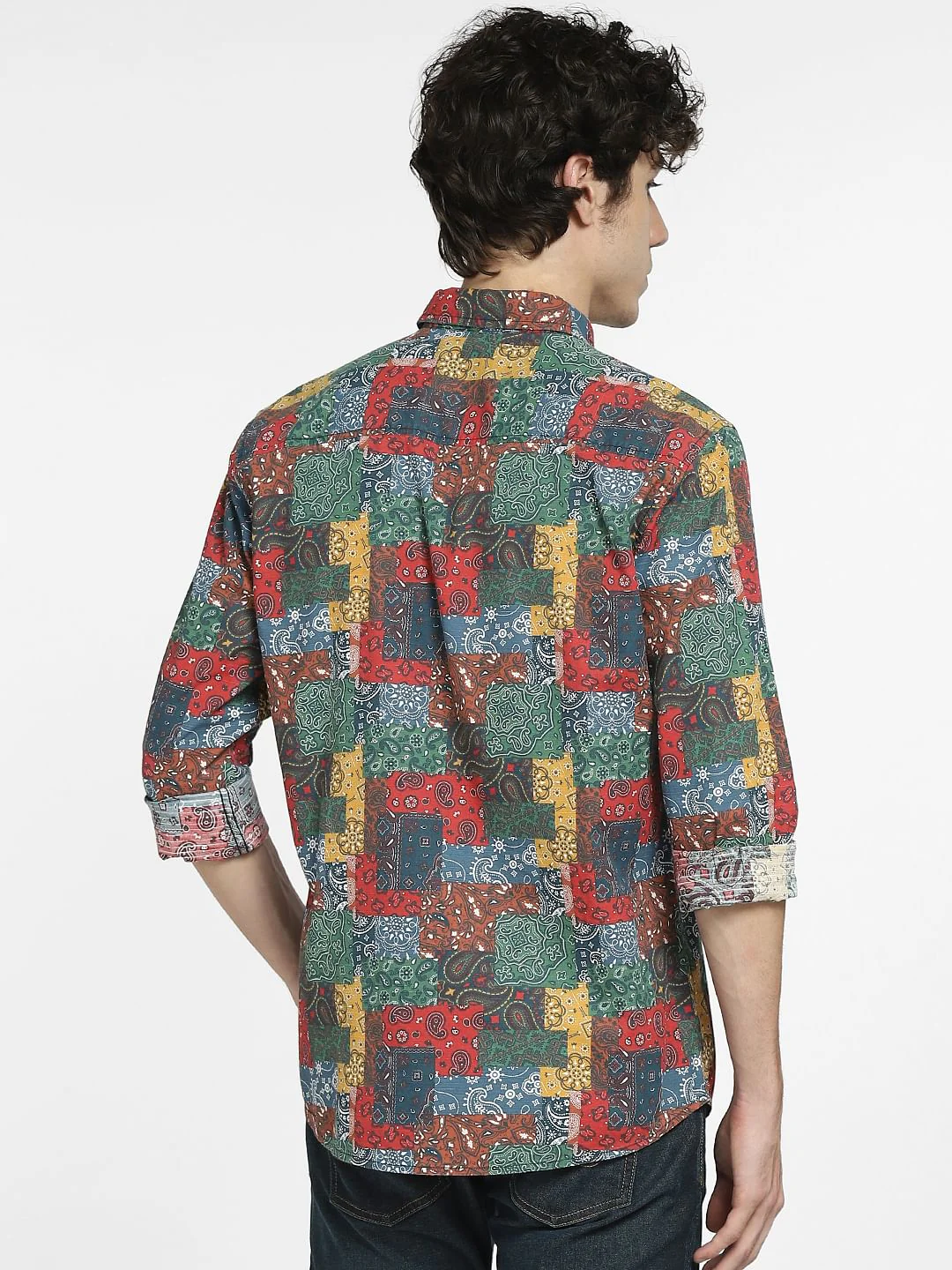 Green Printed Full Sleeves Shirt - Image 4