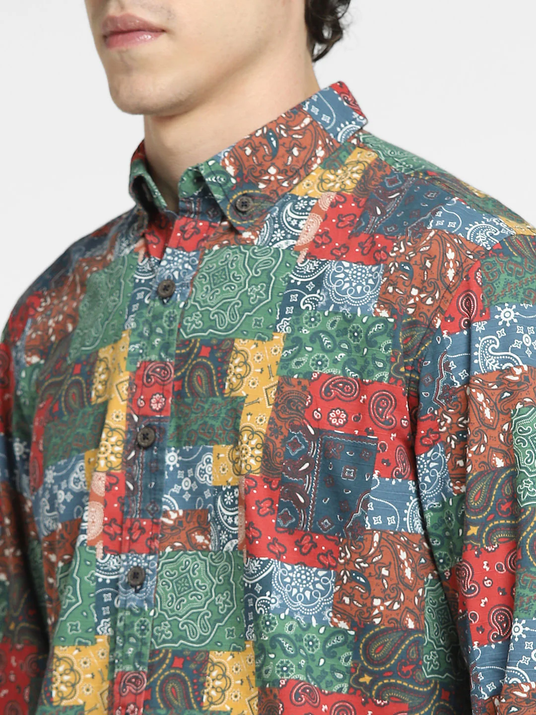 Green Printed Full Sleeves Shirt - Image 5