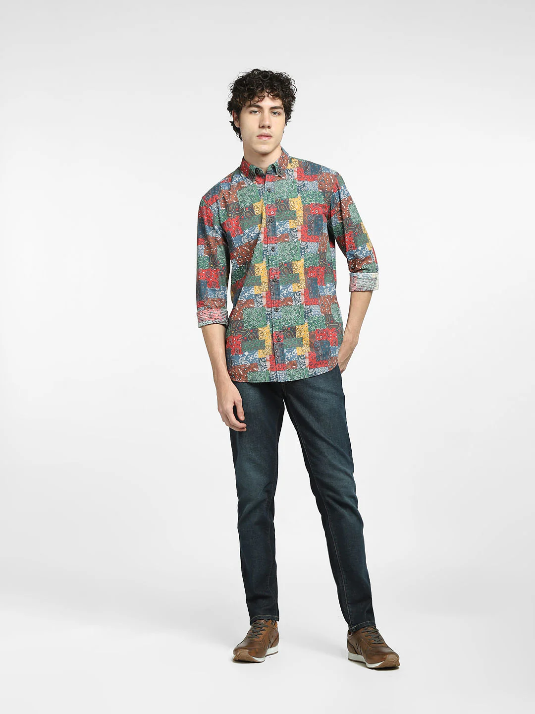 Green Printed Full Sleeves Shirt - Image 6