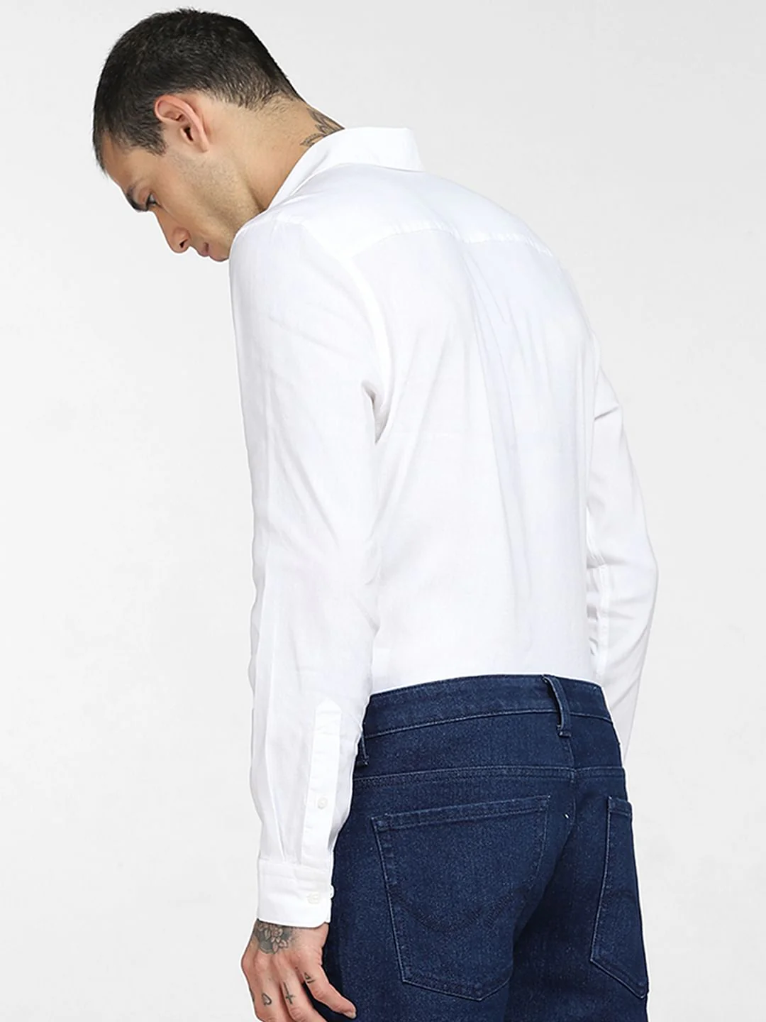 White Linen Full Sleeves Shirt - Image 4