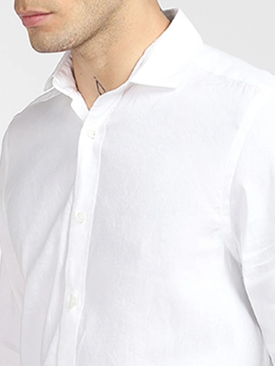 White Linen Full Sleeves Shirt - Image 5