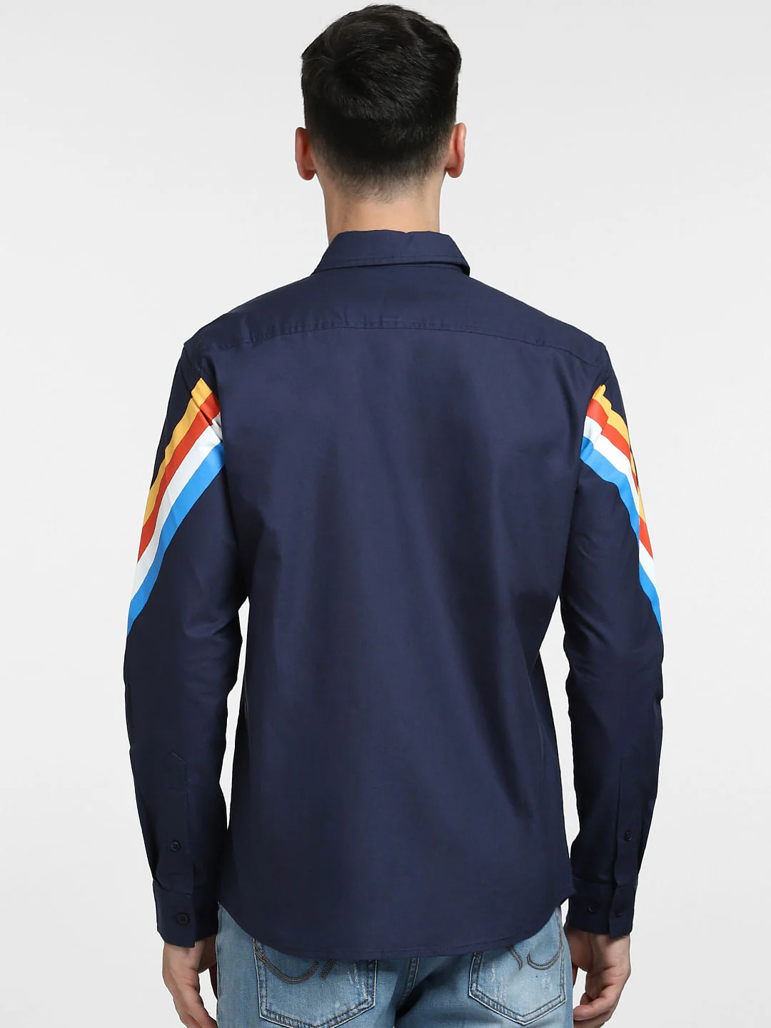 Navy Blue Printed Full Sleeves Shirt - Image 4