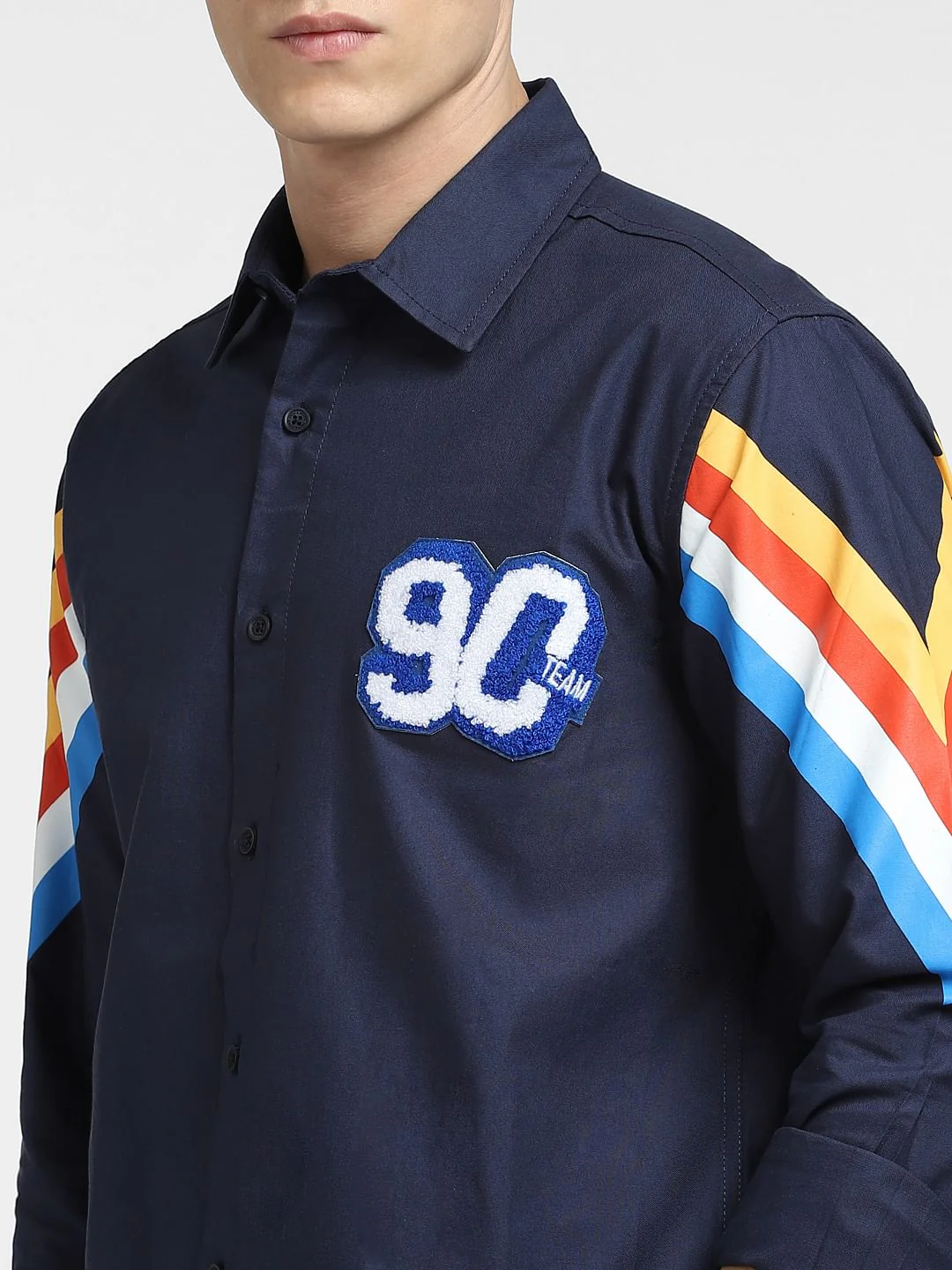 Navy Blue Printed Full Sleeves Shirt - Image 5