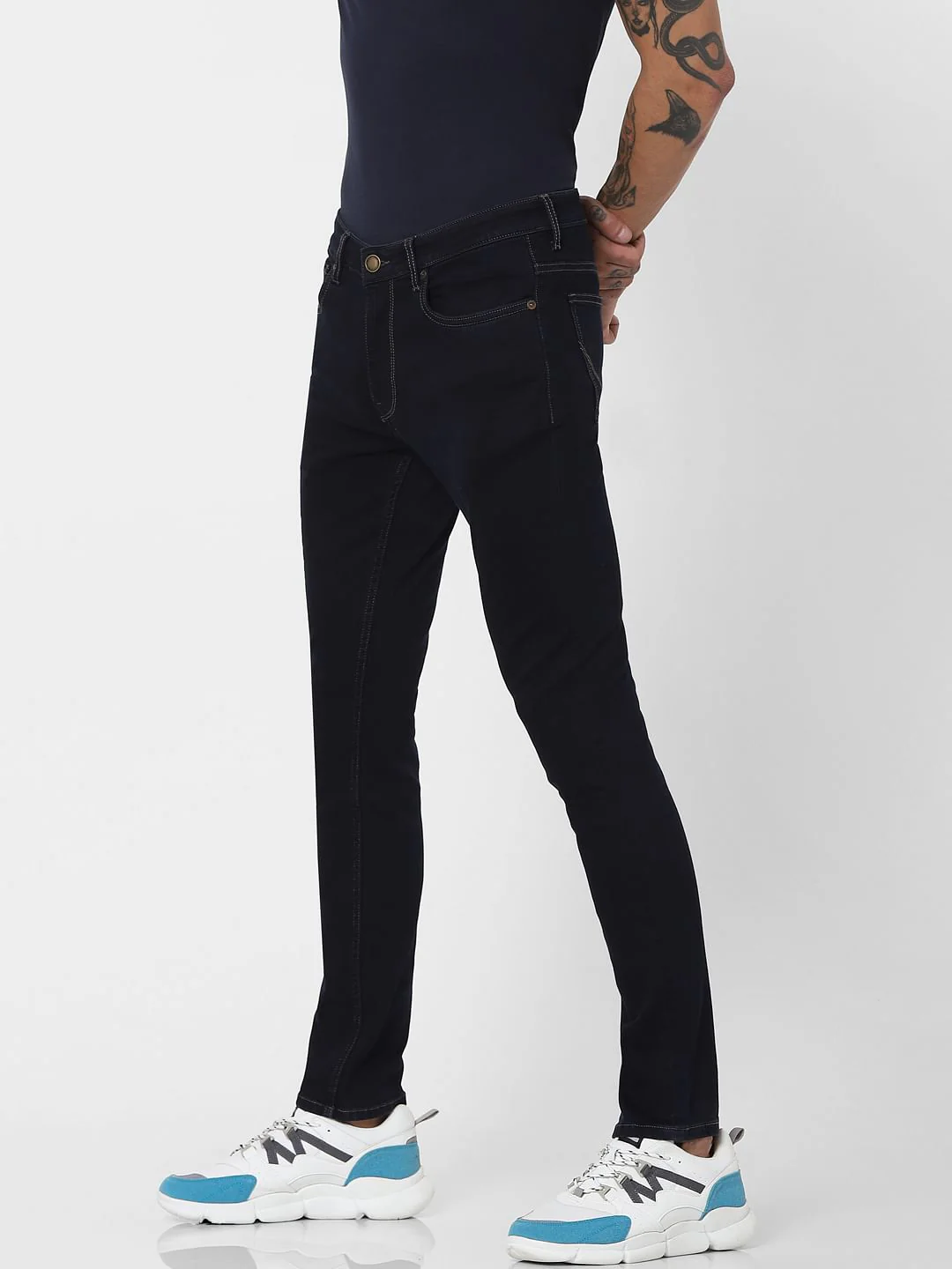 Blue Mid Rise Slim Fit Jeans - Image 3