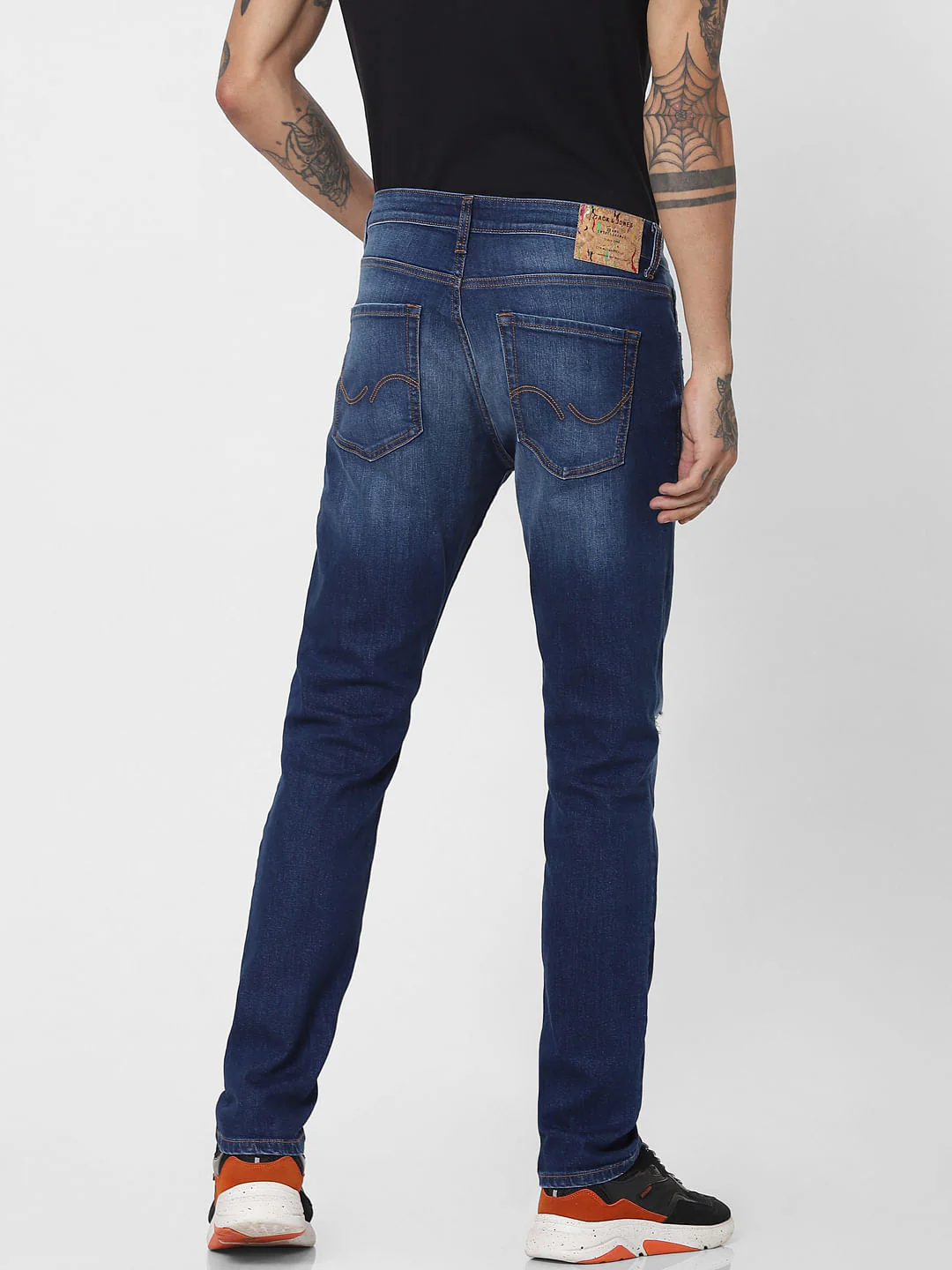 Blue Mid Rise Ripped Slim Jeans - Image 4