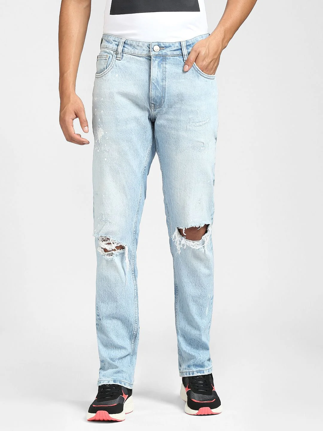 Blue Low Rise Tim Anti Fit Ripped Jeans